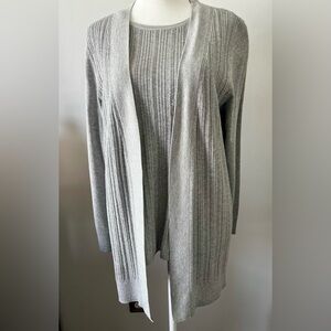 Talbots Silver Sparkle Women's Long Cardigan Set